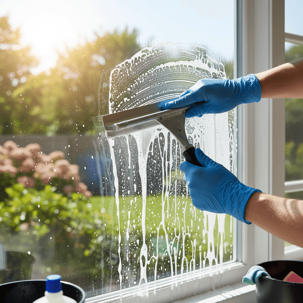 Cleaning windows and glass in new construction