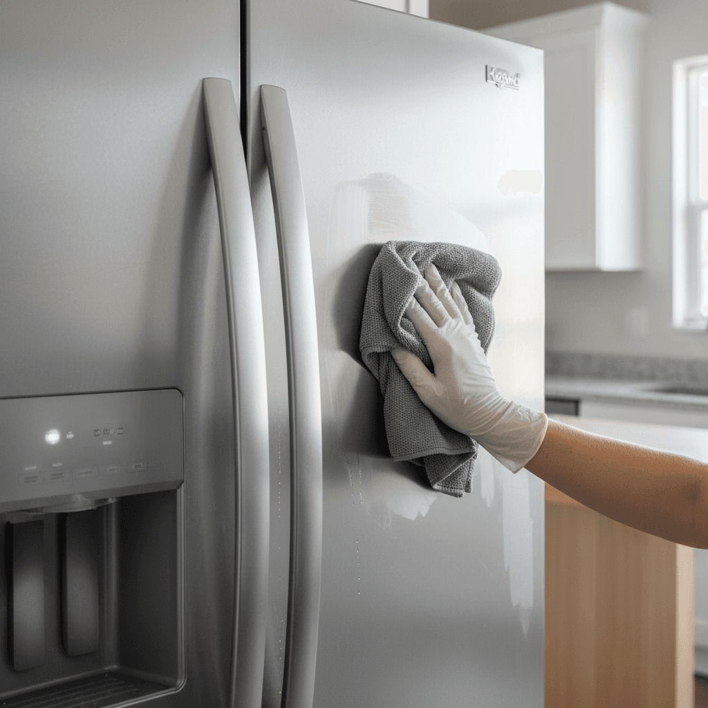 Kitchen appliance being professionally cleaned