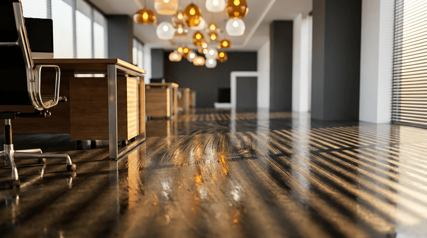 Polished floor in newly constructed space